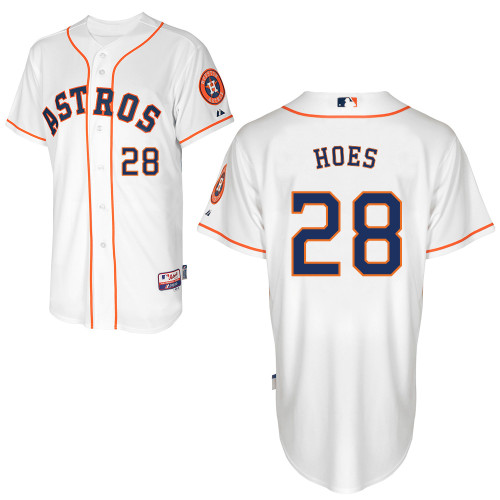 L-J Hoes #28 MLB Jersey-Houston Astros Men's Authentic Home White Cool Base Baseball Jersey
